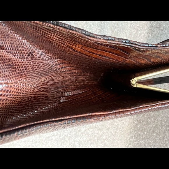 VINTAGE ESCORT BAG GENUINE LIZARD BROWN STRUCTURED FRAME HANDBAG SATCHEL VTG - Picture 16 of 16